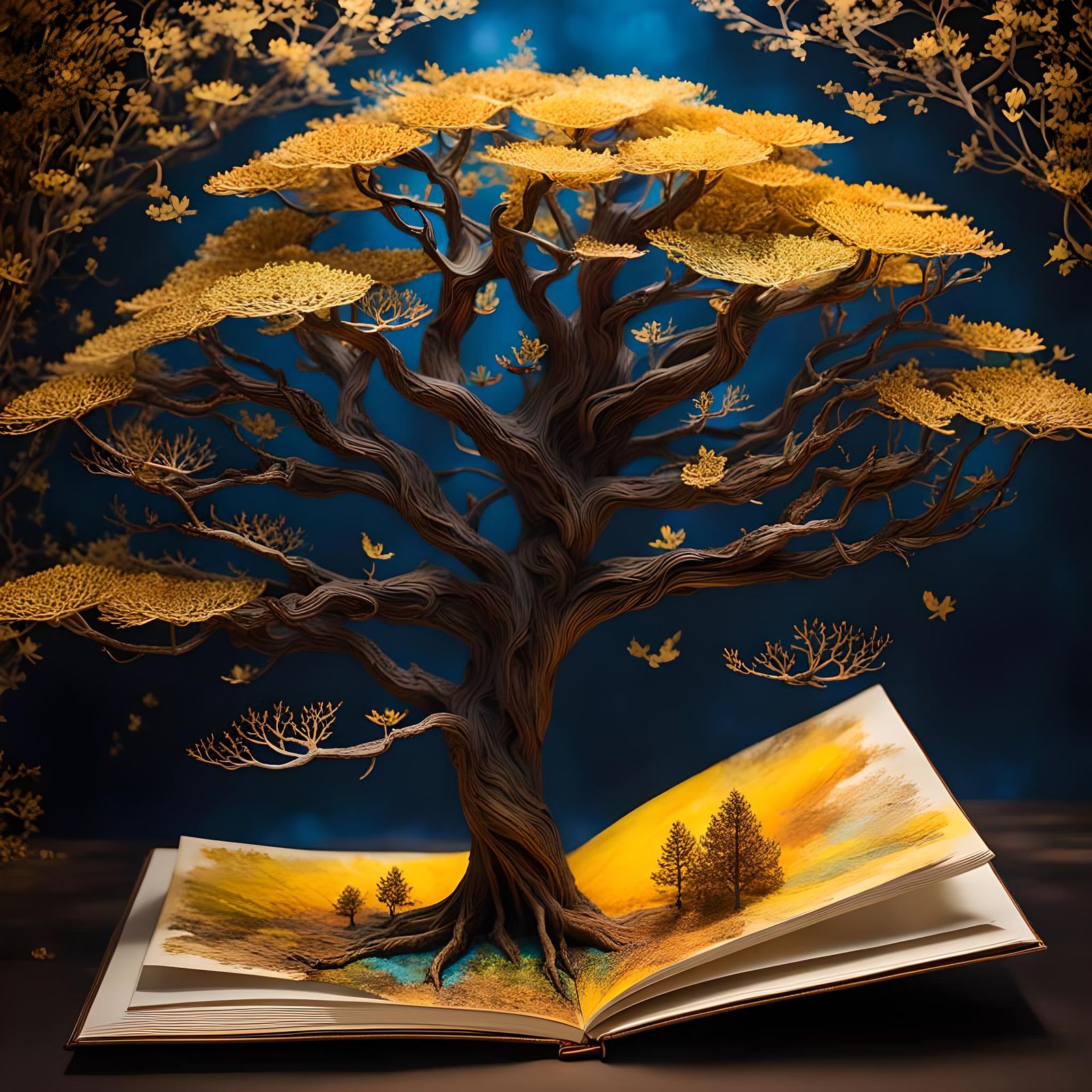 Tree of Life Pop-Up Book in Watercolor Style