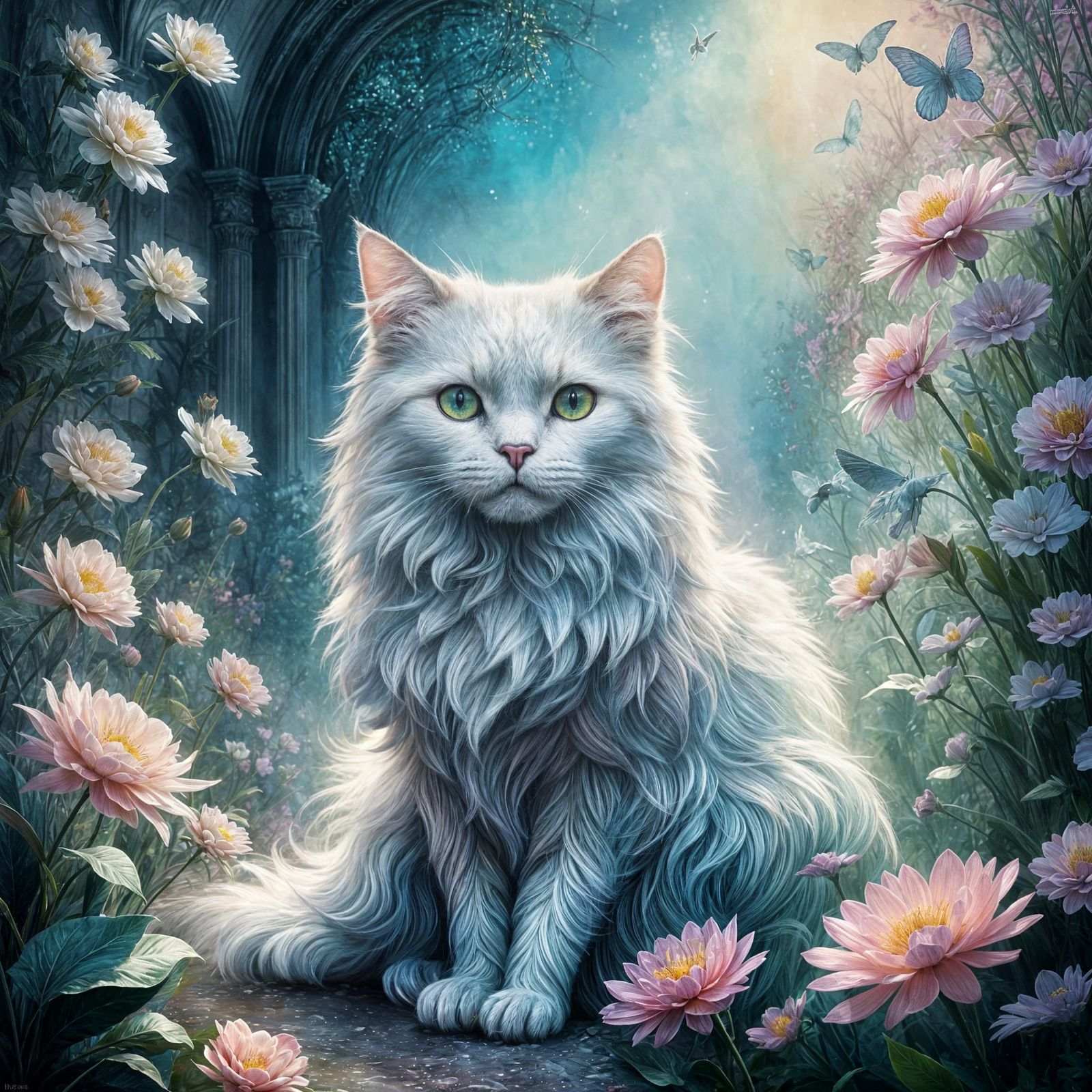 Snow among the flowers