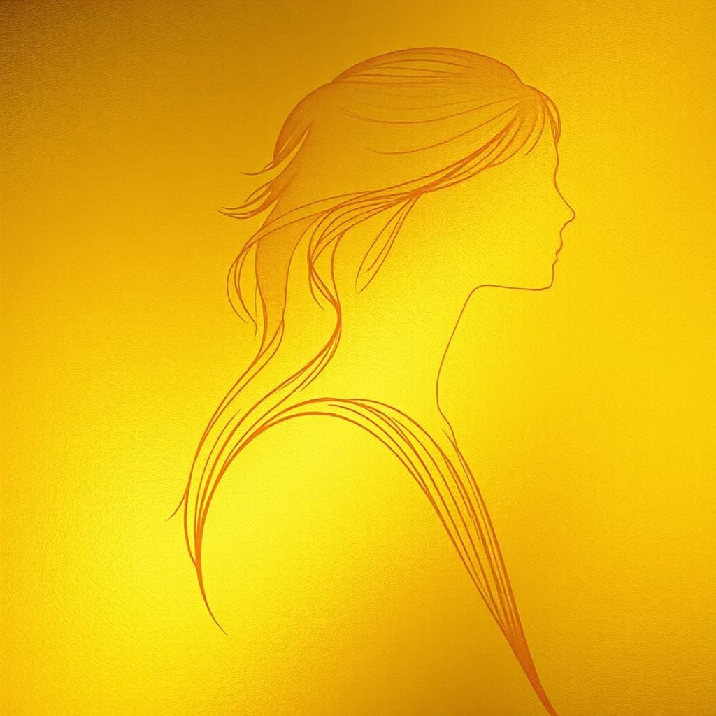 Golden Woman Silhouette in Bauhaus Style