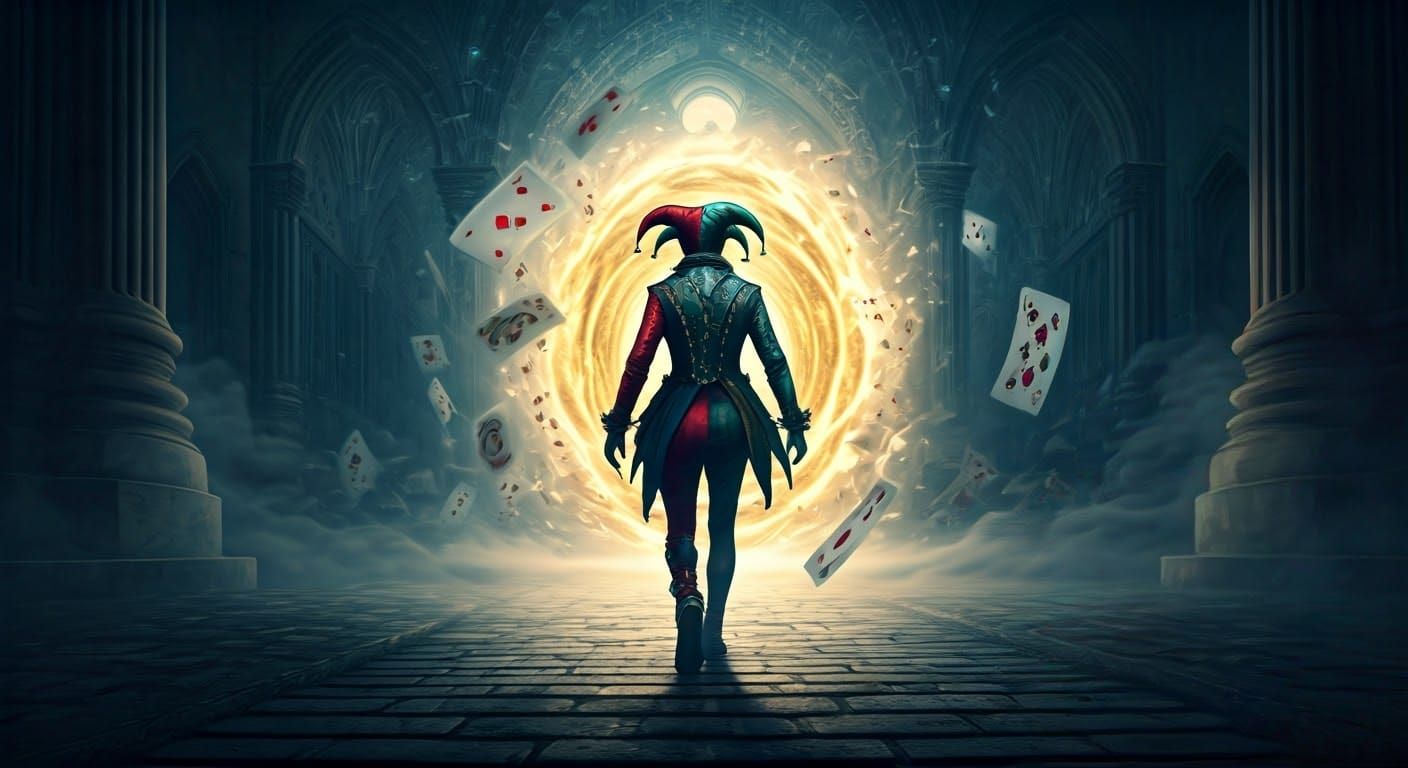 Ethereal Jester Emerge from Enchanted Portal