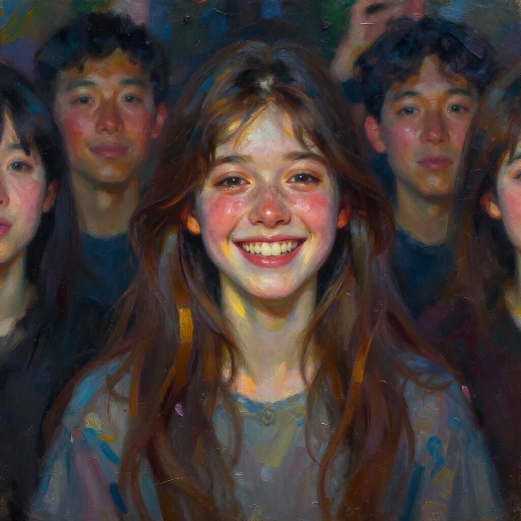 Girl's Hidden Sadness Behind a Smiling Facade