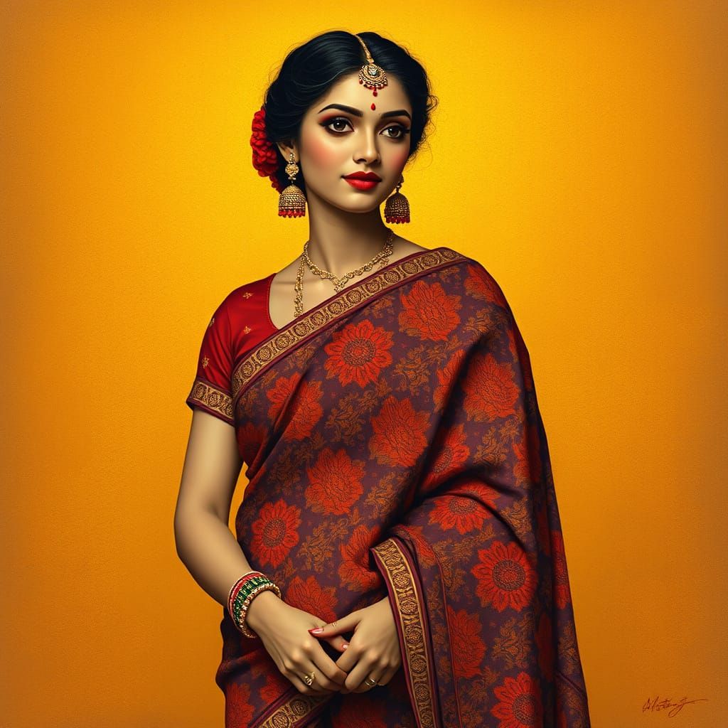 Saanvika in Elegant Indian Saree, in Traditional Indian Art ...