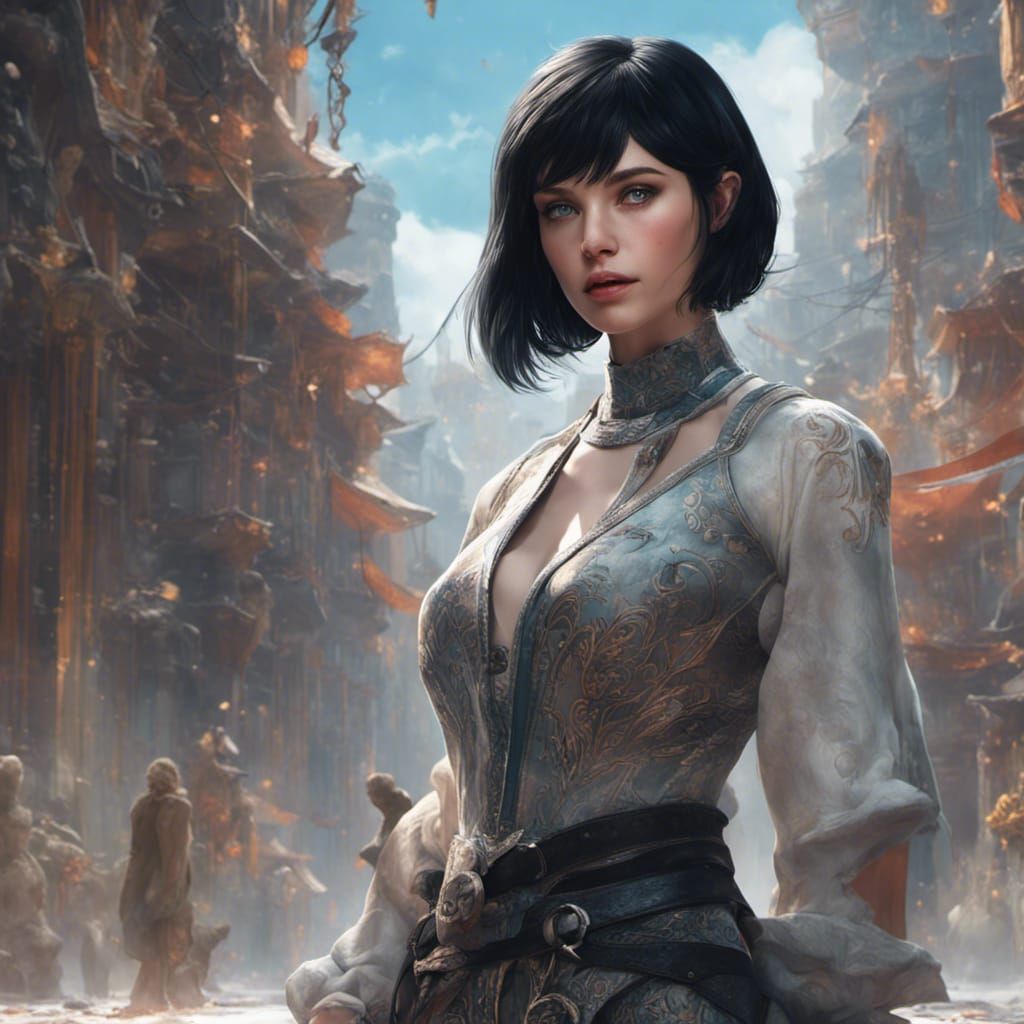 Fantasy Woman with Blue Eyes: Digital Art