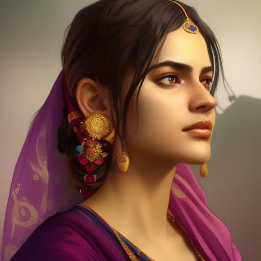 Detailed Saree Portrait in Artgerm Style