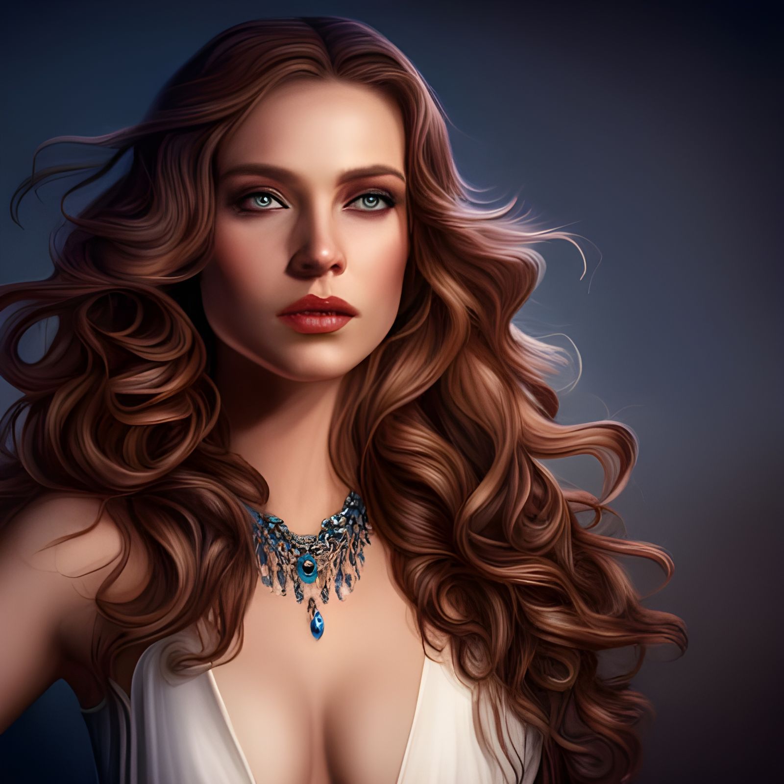 Jeweled Curly Hair: Detailed Fantasy Art