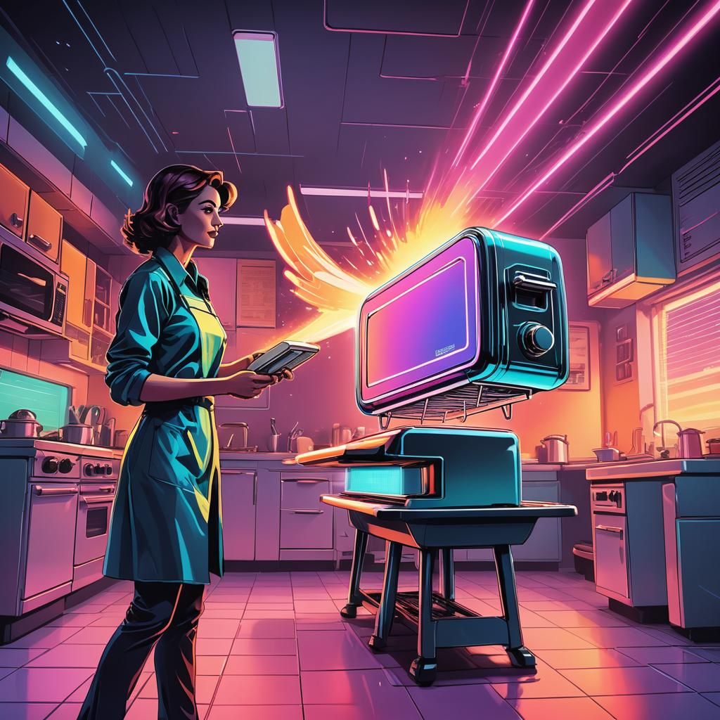 Retro-Futuristic Flying Toaster Advertisement in Comic Book ...