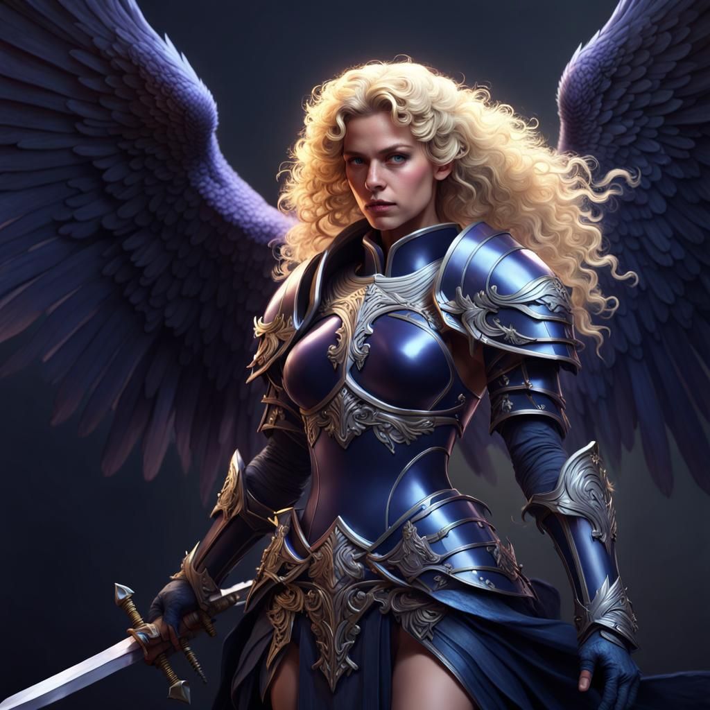 Fantasy Queen in Blue Armor, Hyperdetailed Art