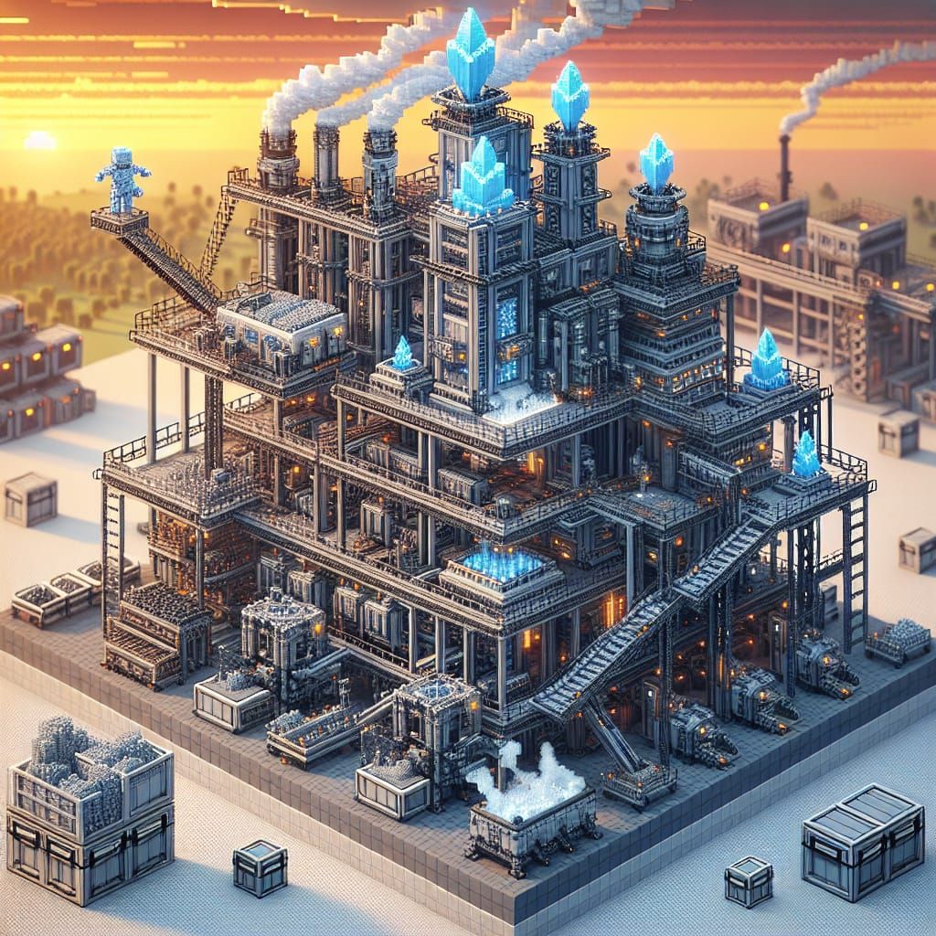 Industrial Factory in Minecraft, Featuring Redstone Machiner...