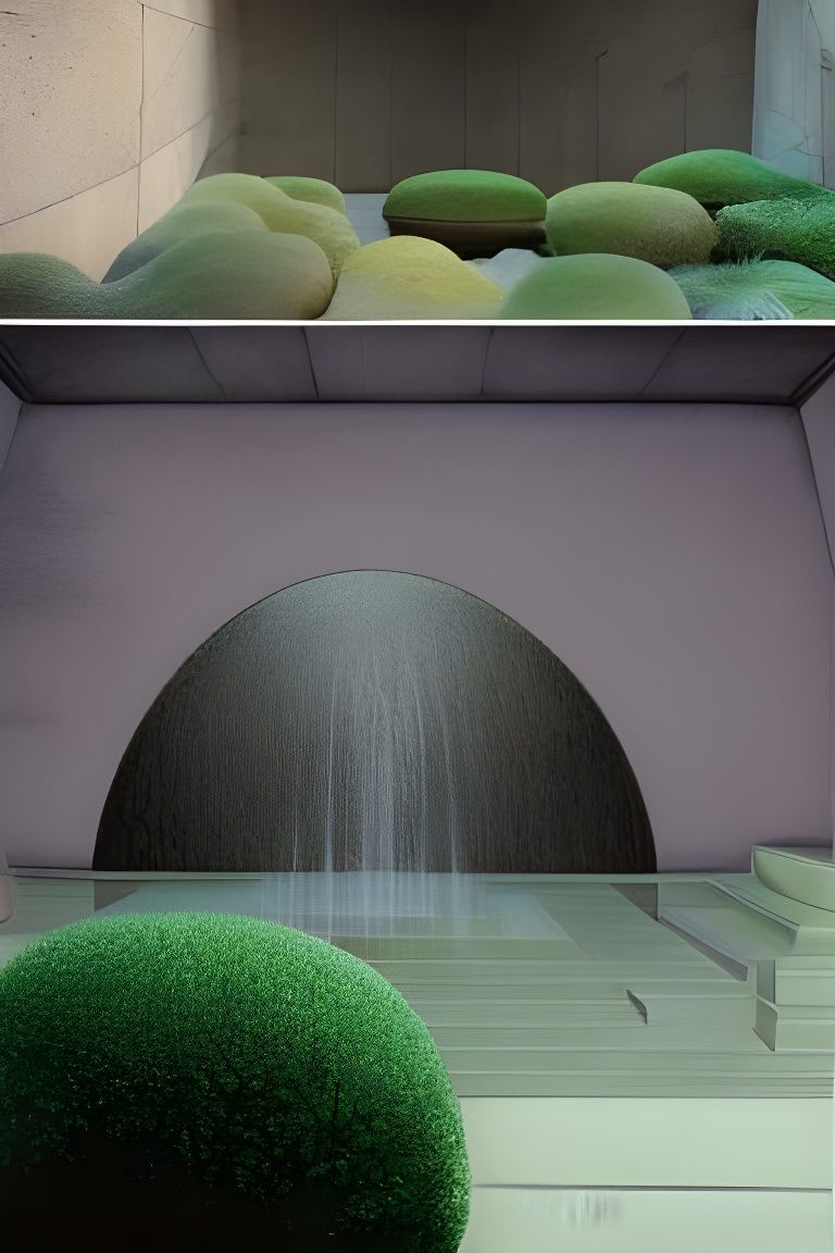 Zen Garden with Stone Paths in Pastel Style