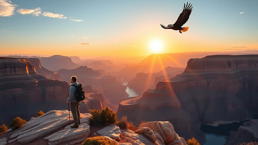 Grand Canyon Sunrise: A Bierstadt-Inspired Landscape