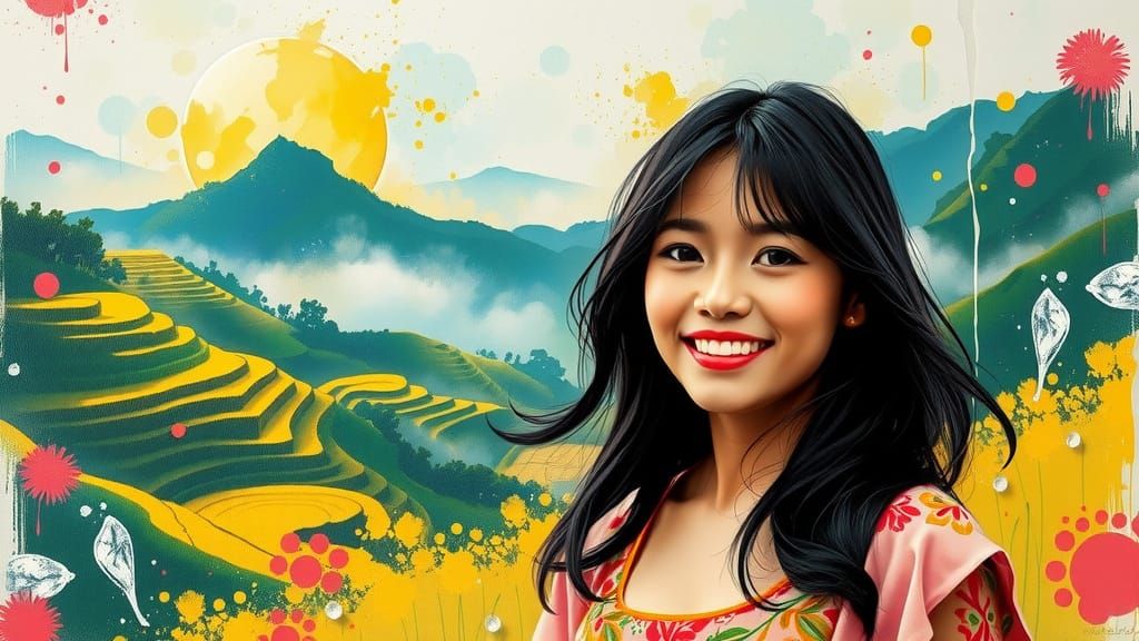 Bali Rice Terraces Beauty in Pastel Hues