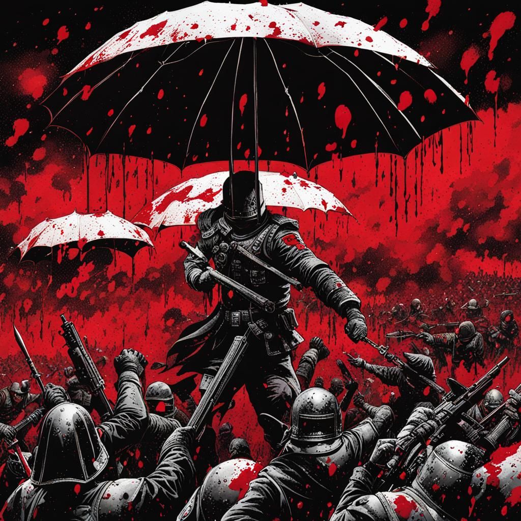 Apocalyptic Battle Under a Crimson Sky