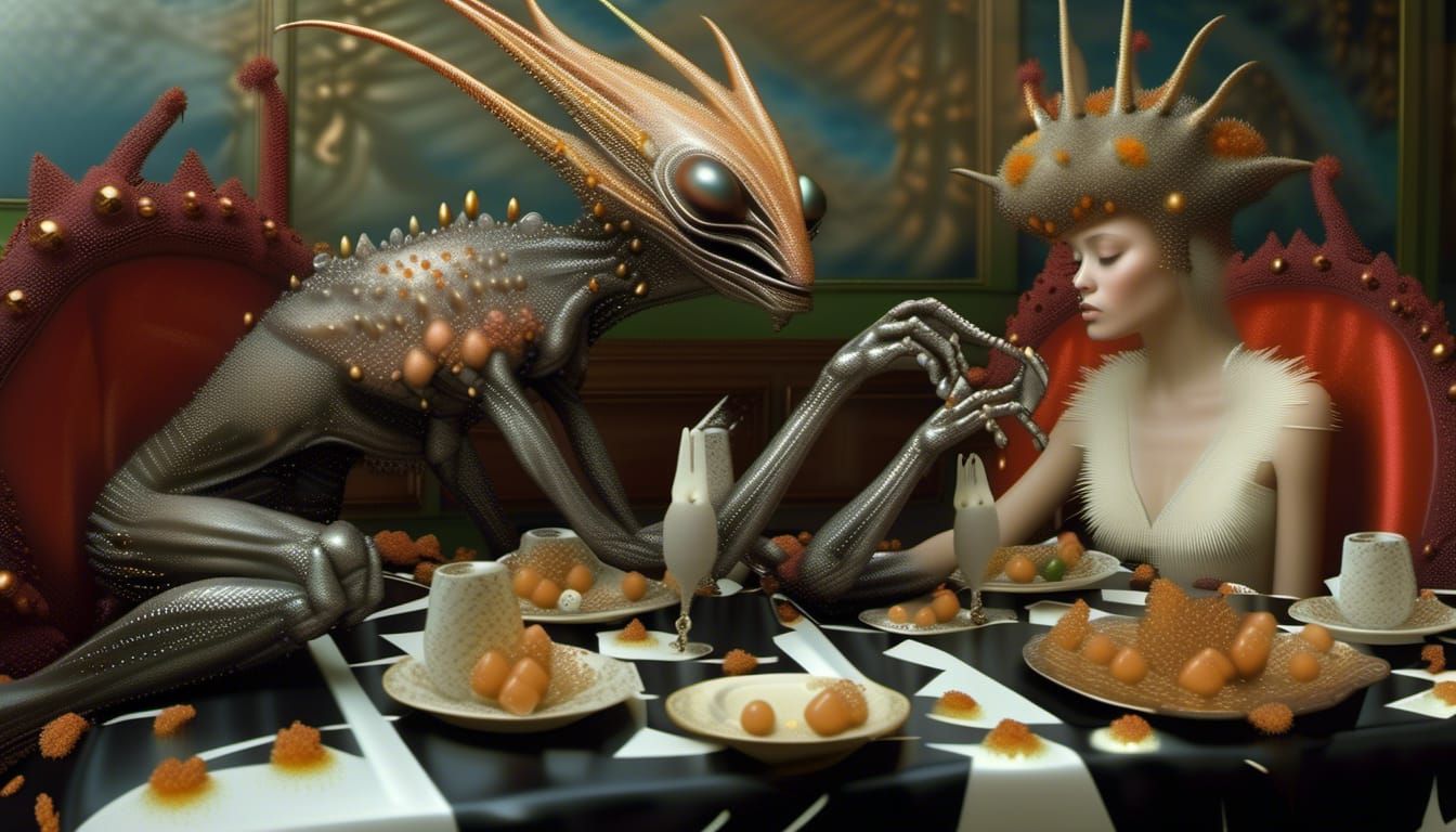 Magical Alien People and Pets in Surreal Photo