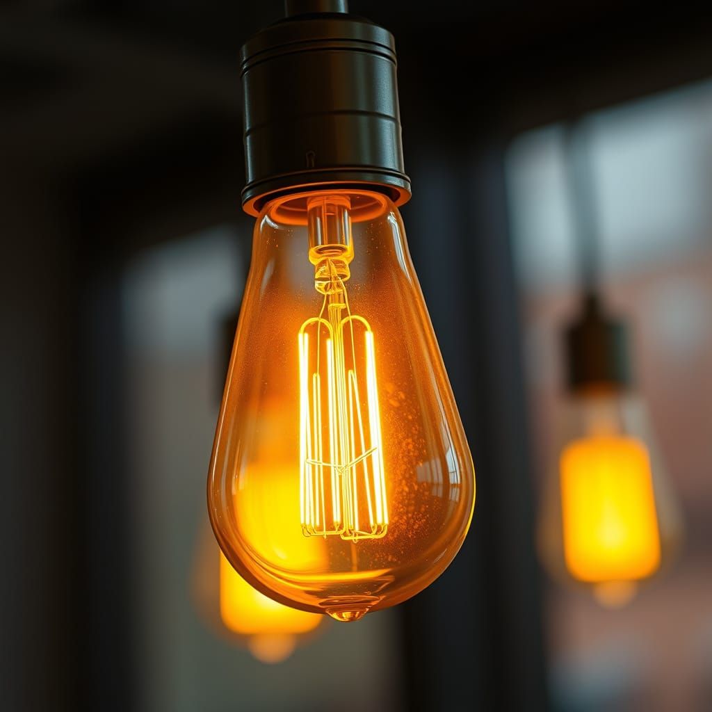 Vintage Light Bulb in Cyberpunk Style
