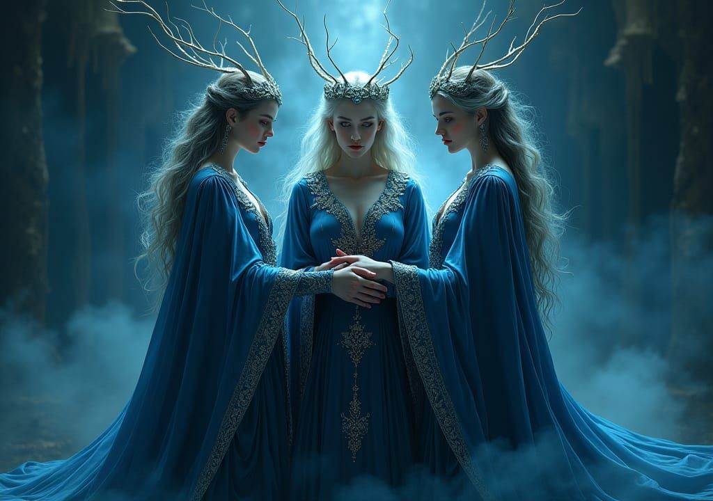The three ruling witches Urd, Verdande and Skuld