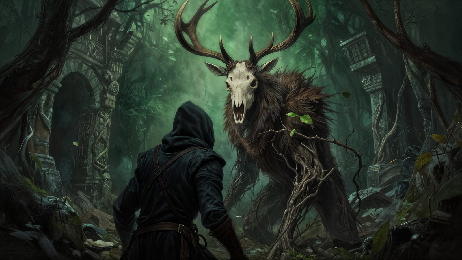 Thief Confronts Pagan God in Dark Ruins