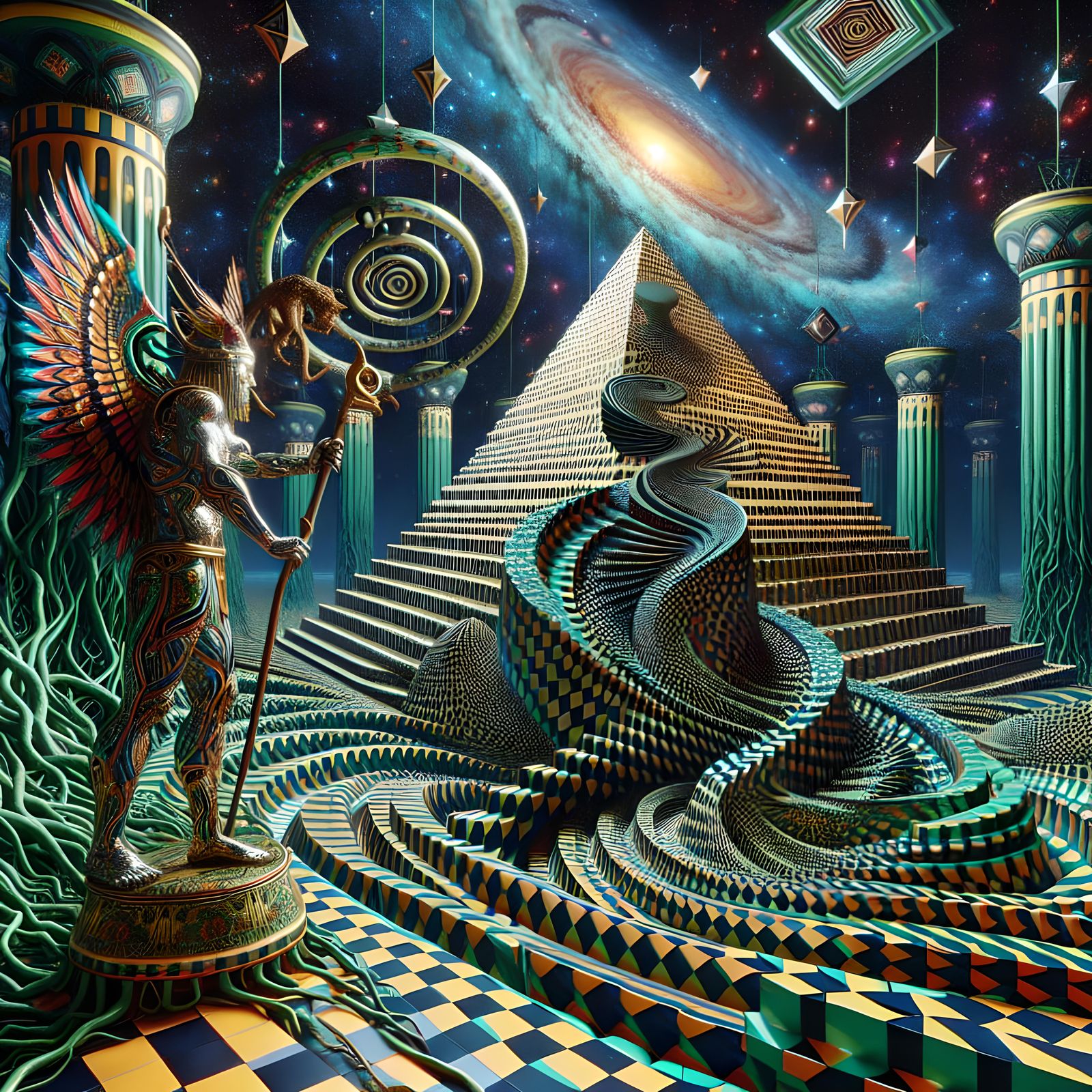 Surreal Egyptian Pyramid in Psychedelic 3D Art