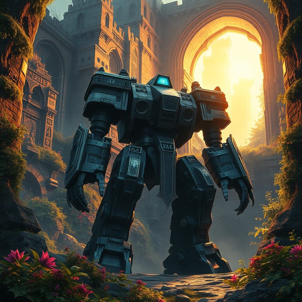 Panzer World Galient Mecha in Ruined Castle