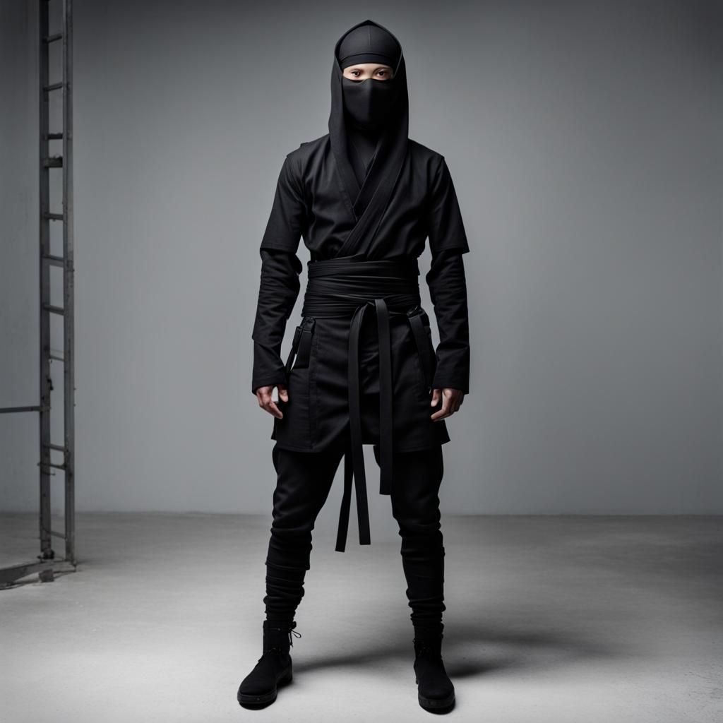 Ninja Fashion Model in Black Attire