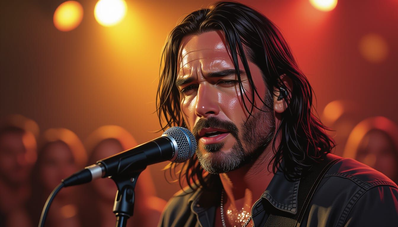 Rock Singer Performing with Passionate Expression