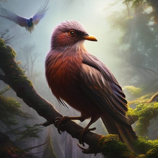 Lilac-Breasted Roller Bird Portrait in Digital Painting Styl...