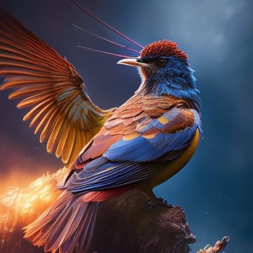 Colorful Lilac-breasted Roller Bird Portrait, Digital Art