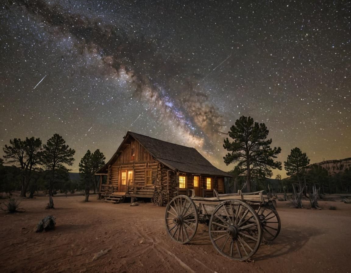 Bryce Canyon Meteor Shower in Van Gogh Style