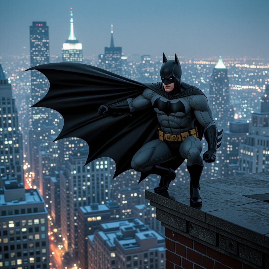 Batman Overlooking Gotham City