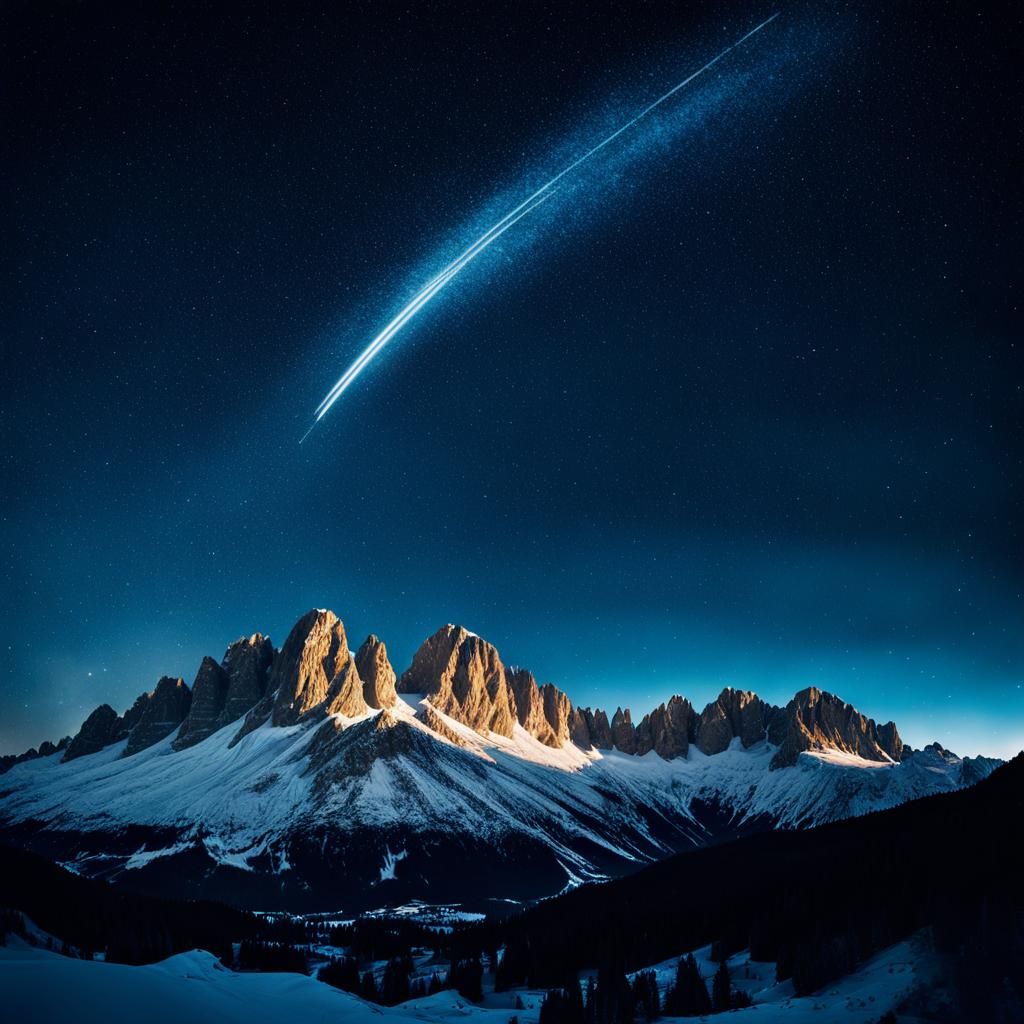 Comet Over the Dolomites: Cinematic Nightscape