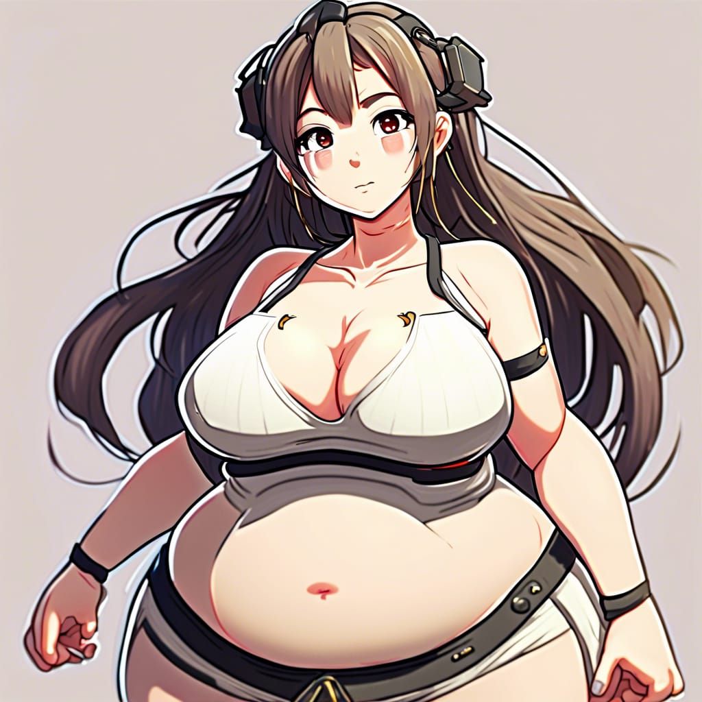 Voluptuous Anime Gamer Girl with Exaggerated Features