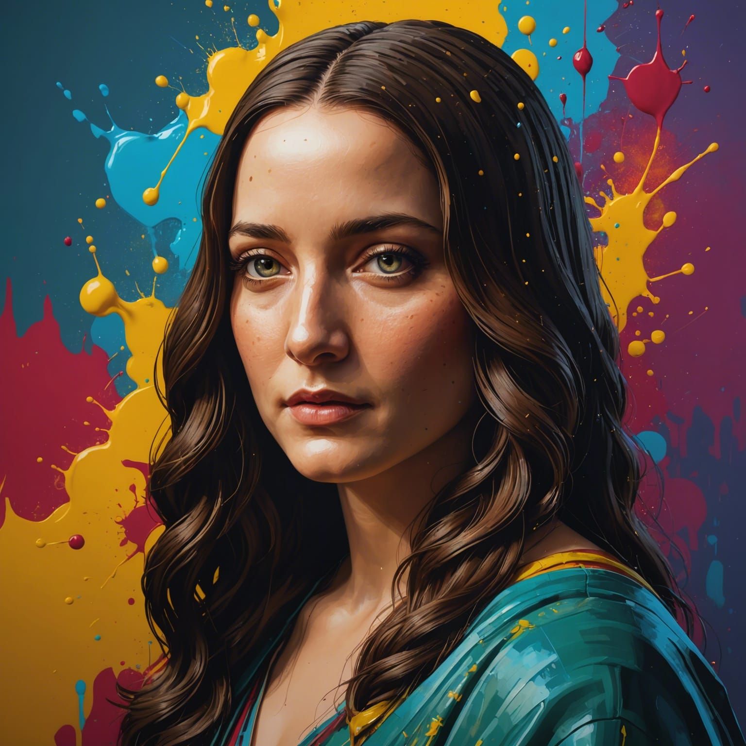 Hyperrealistic Mona Lisa Splash Art Portrait