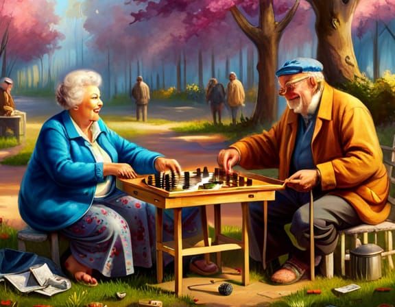 Old Parents Playing Chess