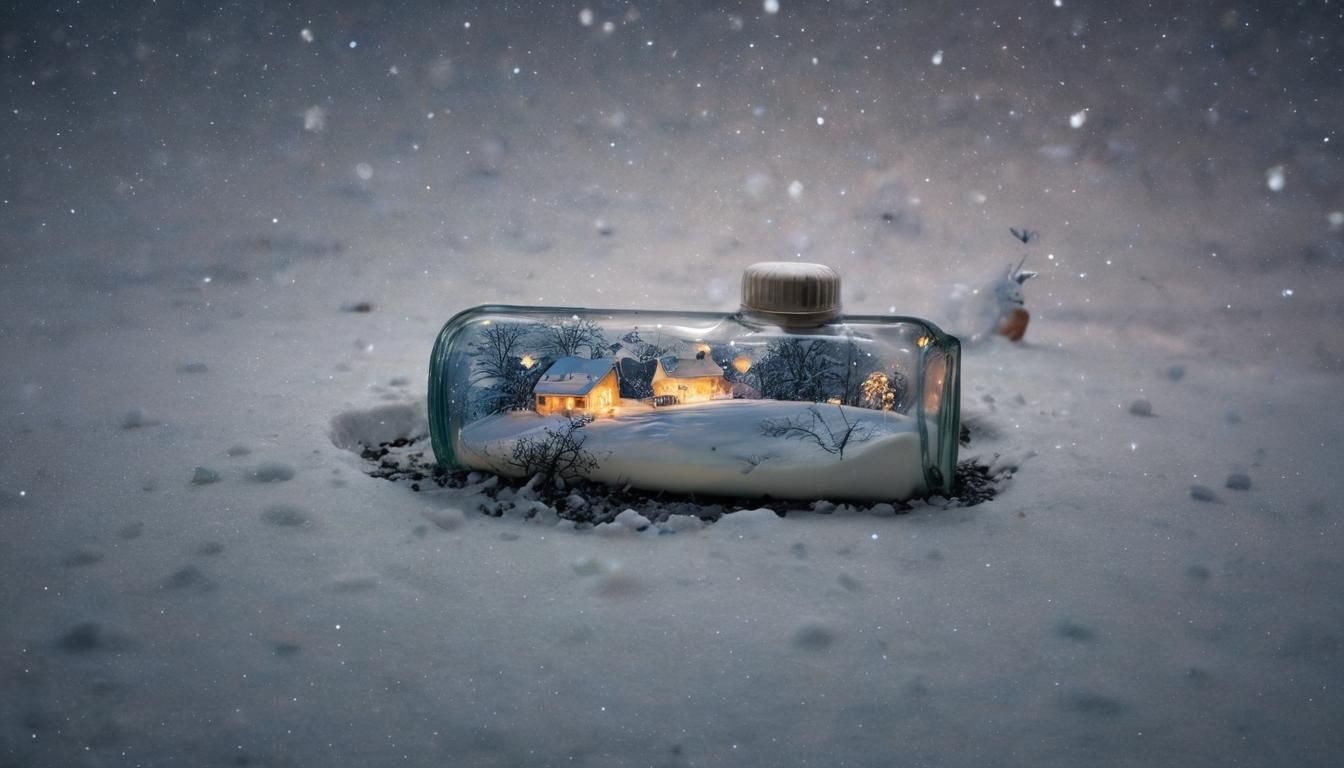 Surreal Winter Wonderland in a Milk Bottle