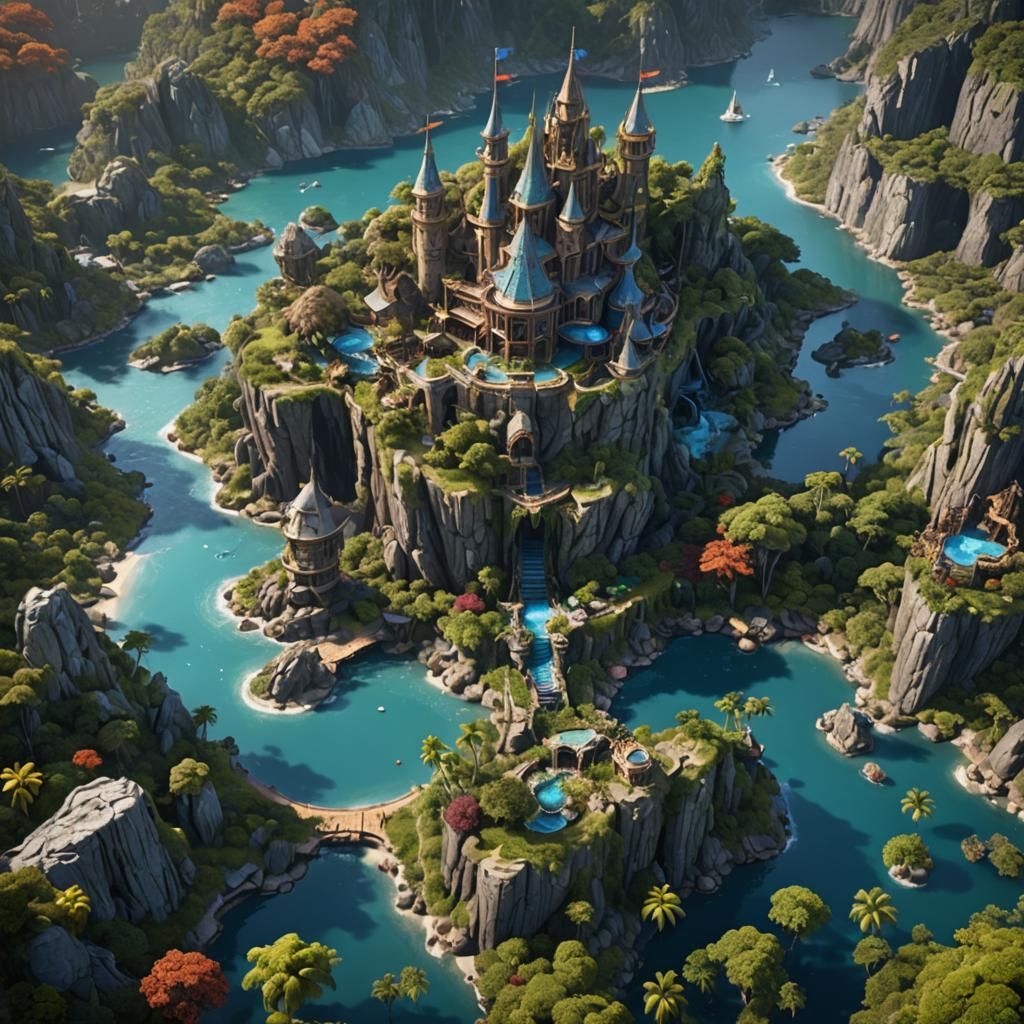 Detailed Fantasy Island Concept Art in 8k