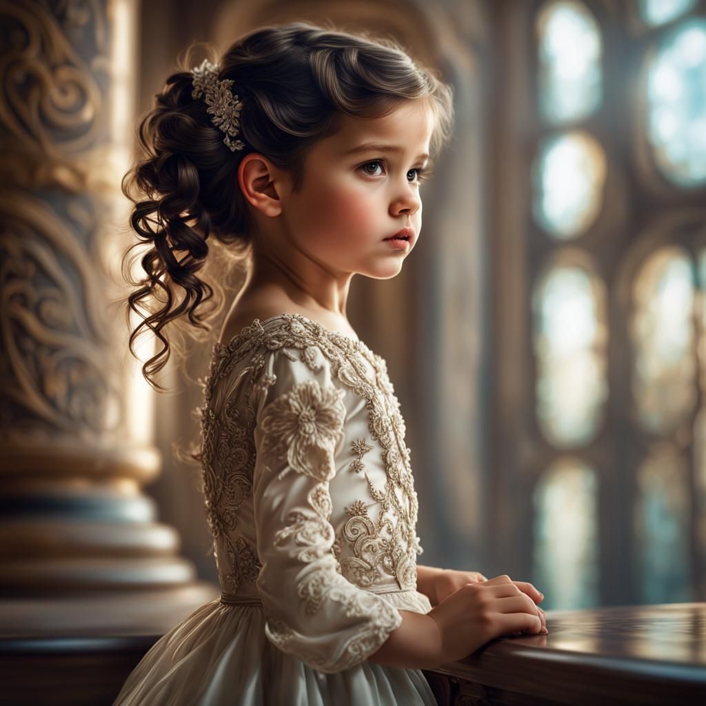 Girl in Formal Dress: Hyperdetailed Portrait