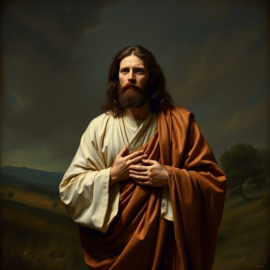 Jesus Christ in a Serene Landscape, Old Master Style
