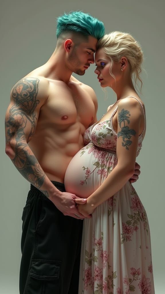 Sensual Fantasy Portrait of a Strong Nonbinary Figure with a...