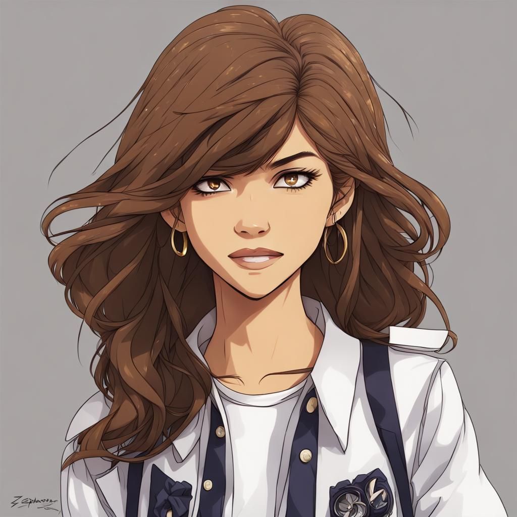 Zendaya Portrait in Anime Key Visual Style