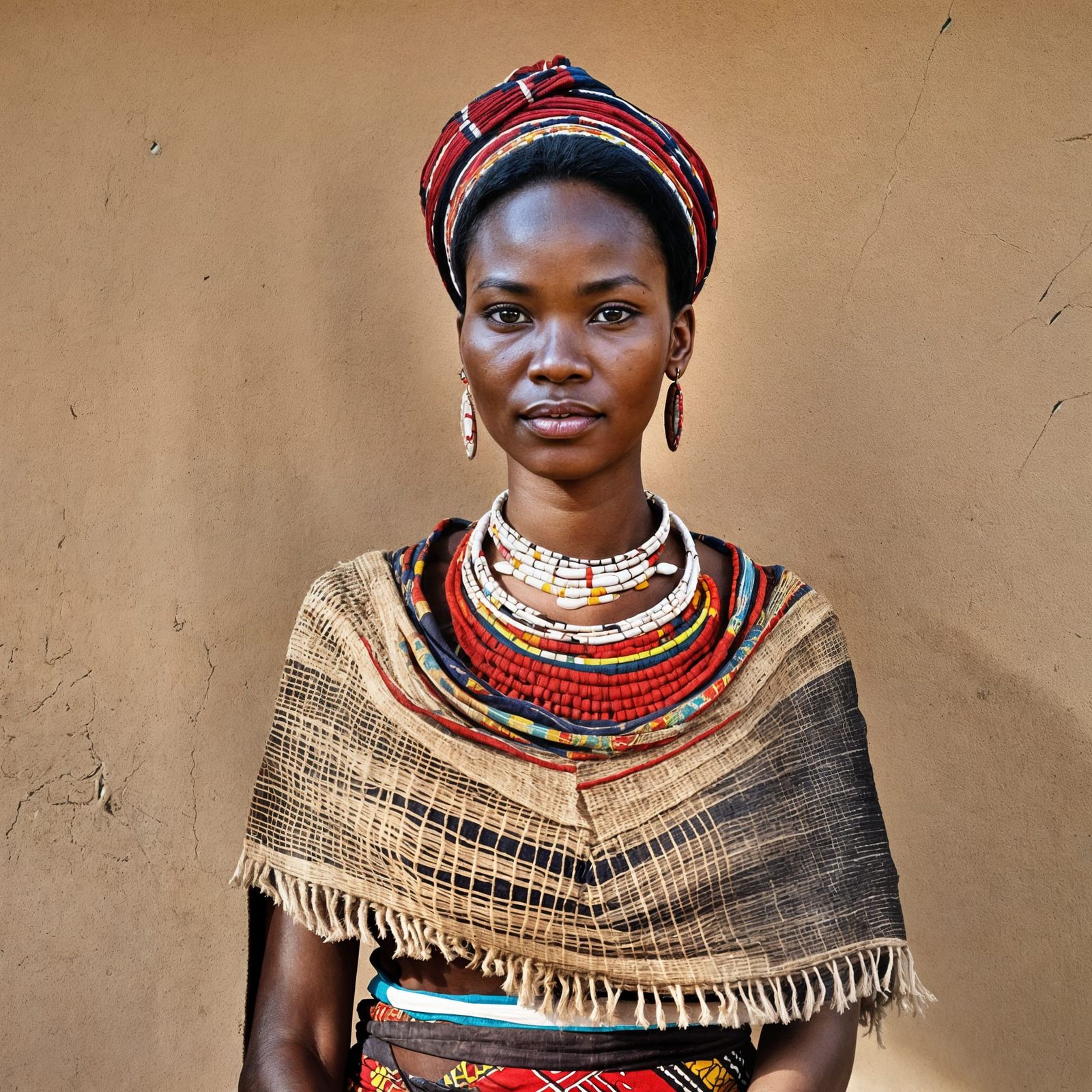 Eswatini Woman in Traditional Lihiya Dress: Hyperrealistic P...