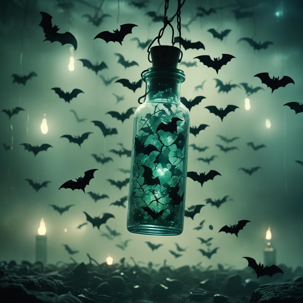 Horror Bioluminescent Bats Swarm Toxic Vial