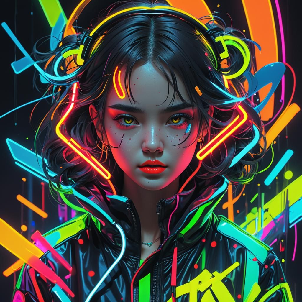 Abstract Neon Color Composition