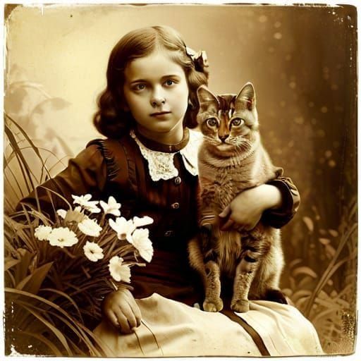 My Great-Grandmother with her cat, Loki