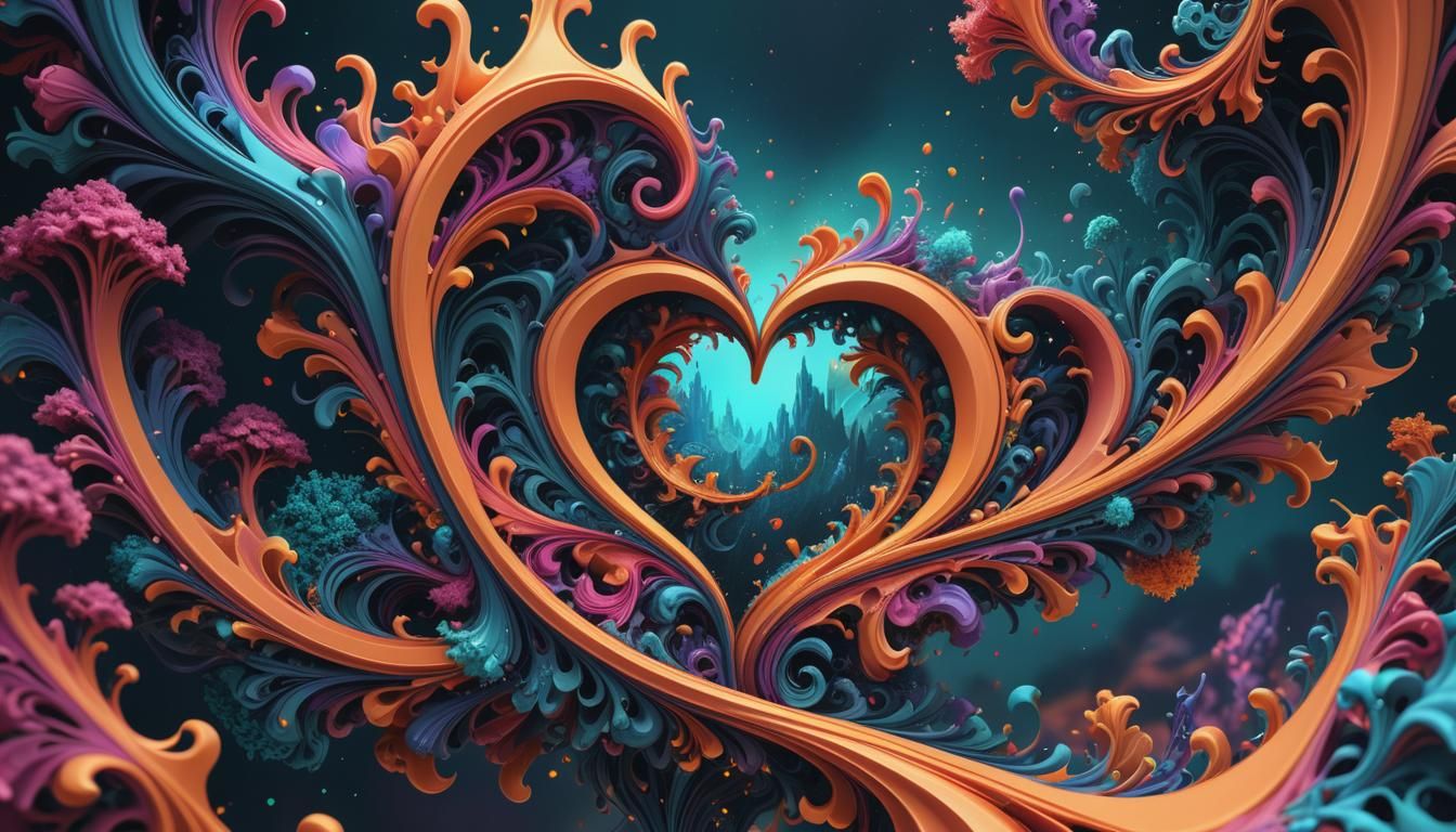 Fantastical Abstract Fractal Art in Deep Color