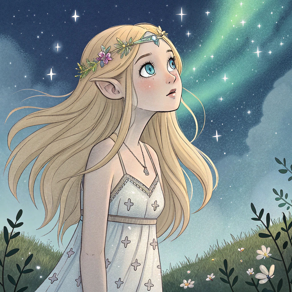 Ethereal Heroine in Constellated Night Sky: Fantasy Concept ...
