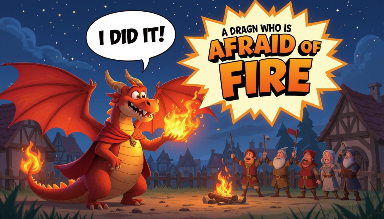 Flamo the Dragon: Heroic Act in Comic Style