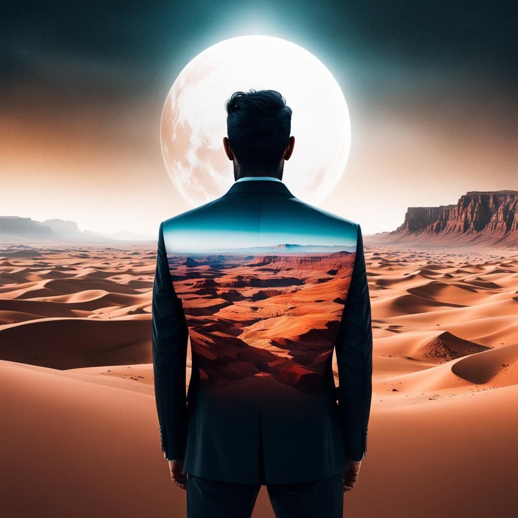 Bedouin Body and Canyons of Mars: Double Exposure