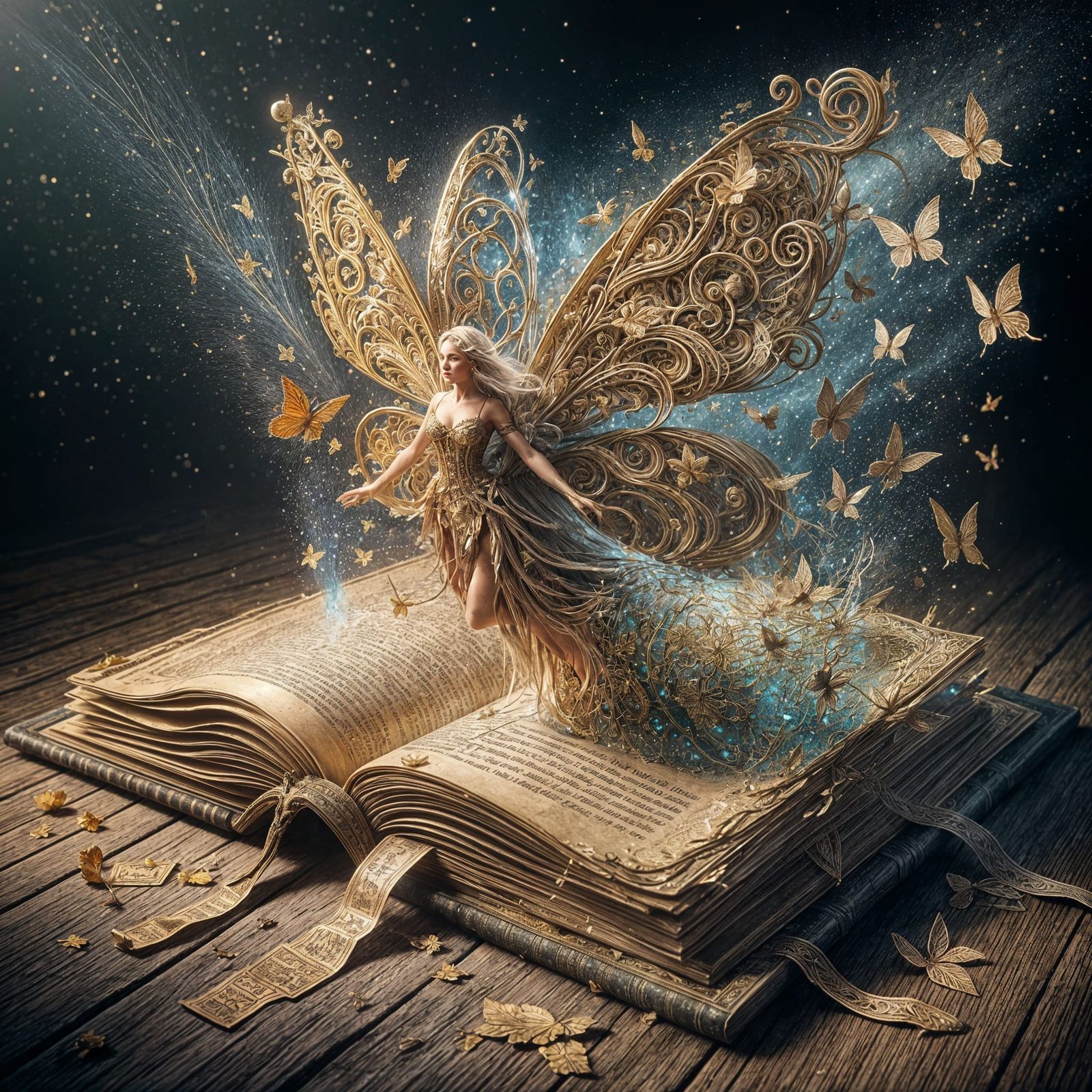Magical Paper Fairy Emerges from Enchanted Book