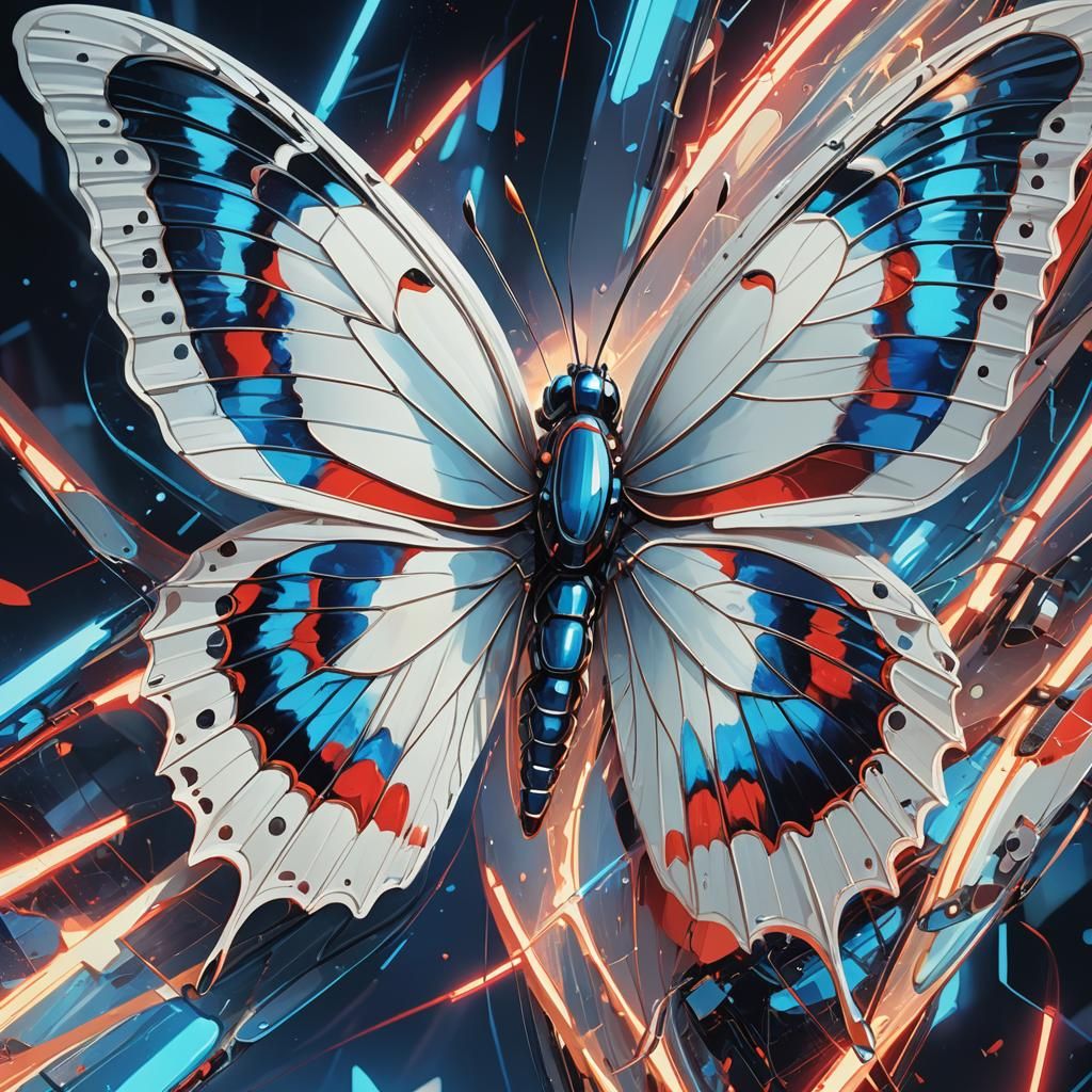 Butterfly with Sharp Wings as Digital Art