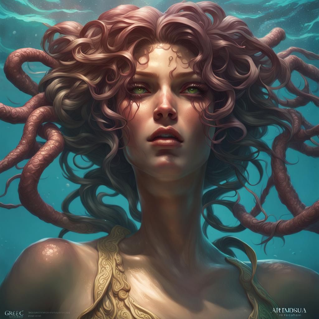 Medusa Swimming: Hyperdetailed Portrait in Unreal Engine 5