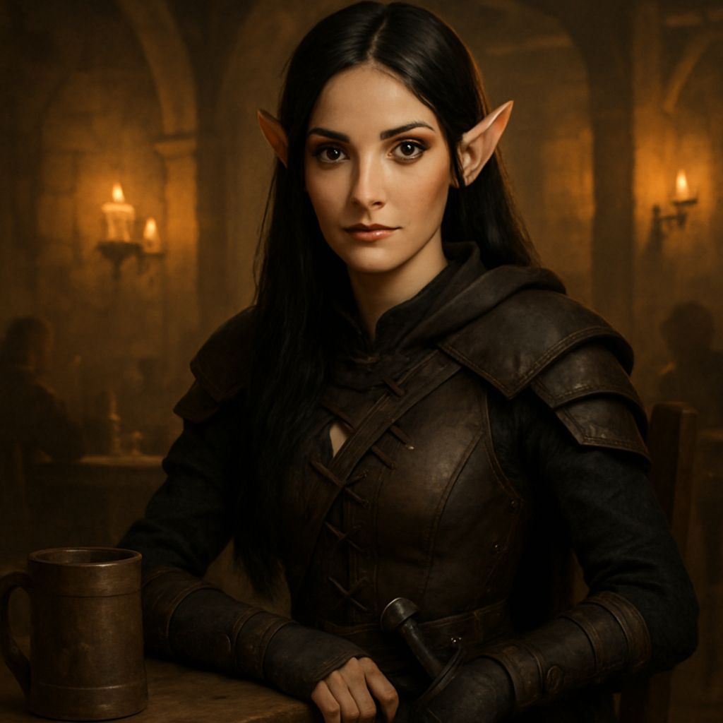 Elven Rogue in Tavern, Digital Portrait